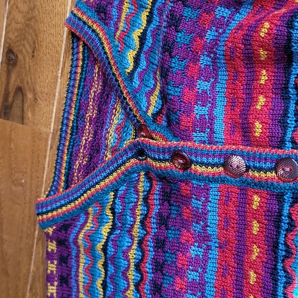 Vintage 70s knit sweater medium  boho - Picture 4 of 7